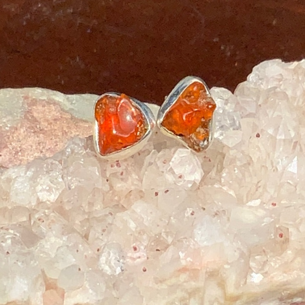 NATURAL FREEFORM MEXICAN OPAL 925 STERLING SILVER EARRINGS